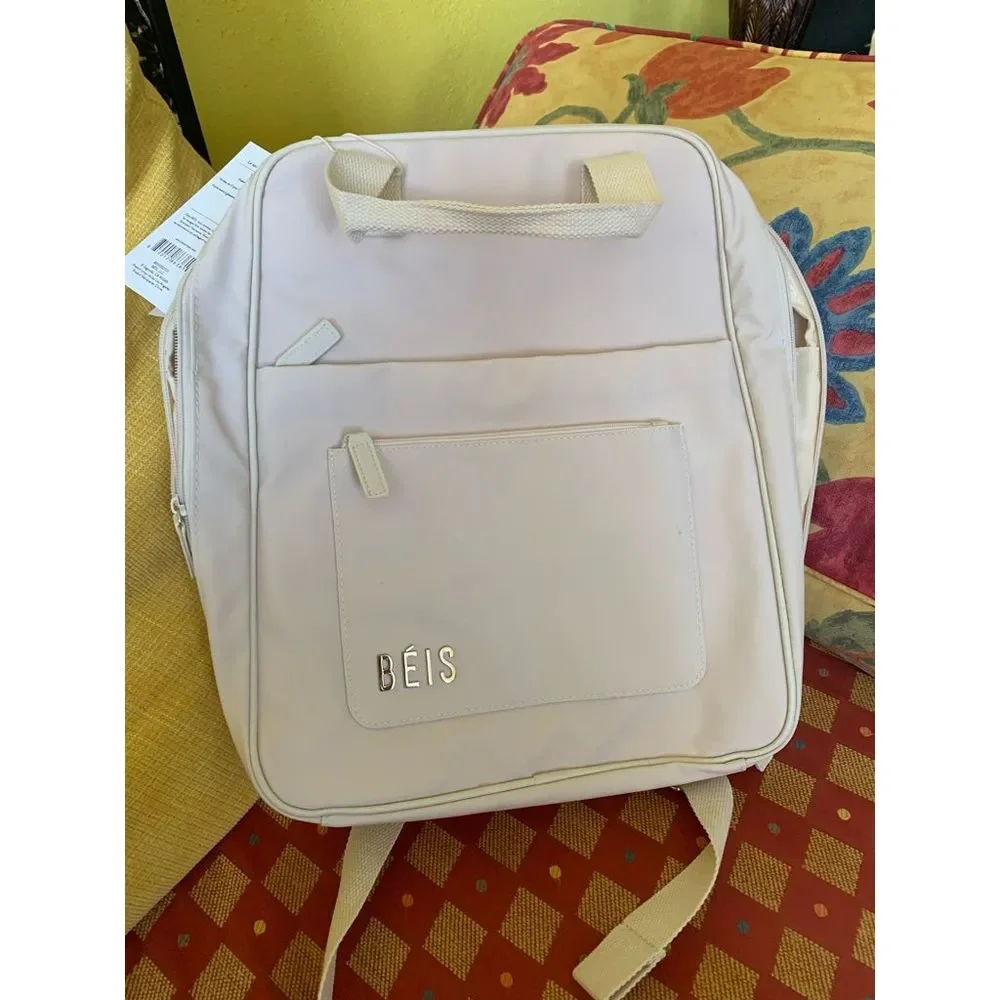 NWT BEIS The Expandable Backpack - Recycled Collection in BEIGE